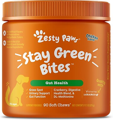 #ad Zesty Paws Stay Green Bites For Dog Gut Health 90 Ct. Chicken Soft Chews $20.00