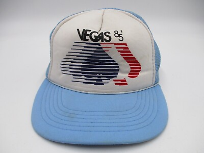 #ad Vintage Vegas 85 Spades Trucker Hat Cap Blue White Snap Back 1985 $18.99