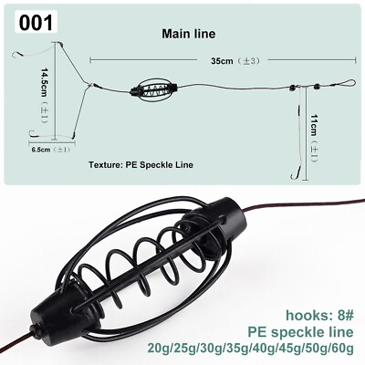 #ad 35cm Carp Fishing Feeder Fishing Bait Cages Hook Rig Inline Method Feeder Tackle $9.28