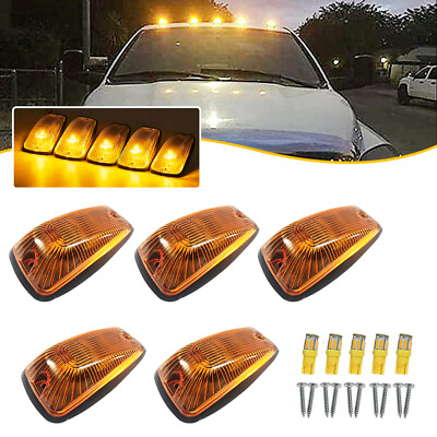 #ad FOR 1988 2002 CHEVY GMC RUNNING ROOF LIGHT CAB MARKER AMBER COVER TOP LAMP 5PCS $26.99