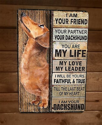 I am Your Friend Your Partner Your Dog Your Dachshund Brown 8x12 Metal Wall Sign $19.95
