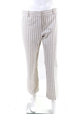 #ad Derek Lam 10 Crosby Womens Striped Cotton Straight Leg Pants Beige Size 8 $34.81