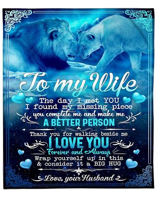 I Love You Forever Romantic Couple Lion Custom Blankets For Wife From Husband $44.95