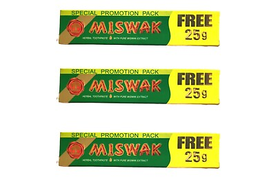 #ad 3 Packs 2.6oz. DABUR MISWAK Sewak Meswak Siwak Natural Herbal Islam Toothpaste $34.86