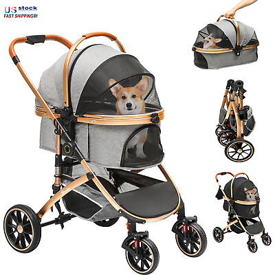 #ad Foldable Pet Strollers for Small Medium Cats Dogs with Detachable Carrier 3 in 1 $128.17