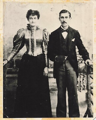 #ad Vintage Victorian Couple Early Dress Gown Suit Photo 8x10 $9.73