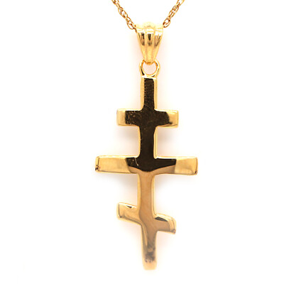 #ad Plain Russian Orthodox Cross Pendant 14K Yellow Gold Plated Sterling Silver $293.02