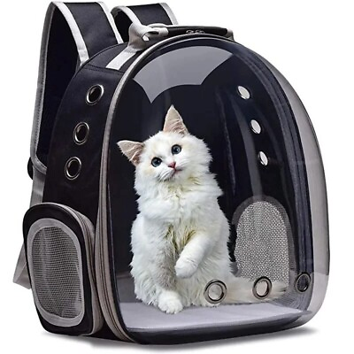 #ad Cat Backpack Pet Carrier Transparent Bubble TSA APPROVED Dog Bird Puppy Black $49.99