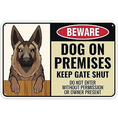 #ad 1PC Dog On Premises Sign 12 x 8 Inches Aluminum Beware of Dog Funny Gua... $18.48