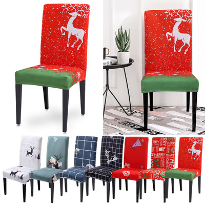 #ad Christmas Stretch Chair Seat Covers Home Banquet Party Seat Slipcover Home Decor AU $7.48