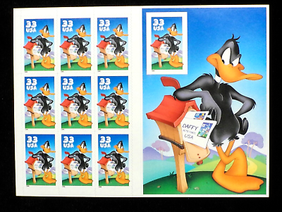 #ad 1999 Daffy Duck #3307 IMPERF Pane MNH 33C Post Office Fresh Error $12.97