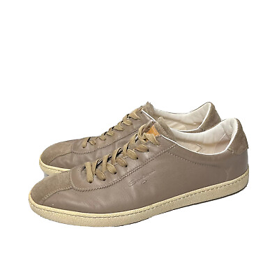 #ad Santoni Leather Suede Color Beige Low Top Sneakers Size 10 D $140.00