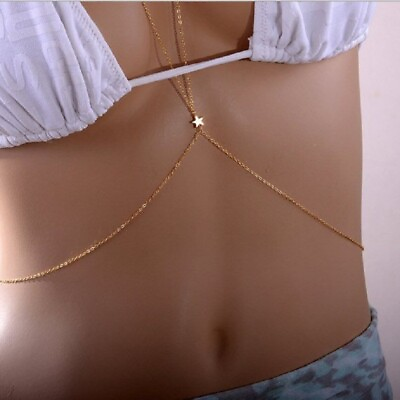 #ad Star Charm Breast Body Chain Jewelry in 925 Sterling Silver Bikini Body Necklace $103.25