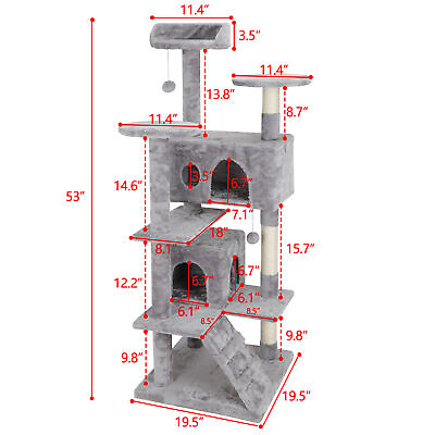 #ad 53quot; Playhouse Cave Indoor Outdoor Cat Tree Scratching Post Condo Activity Tower $45.58