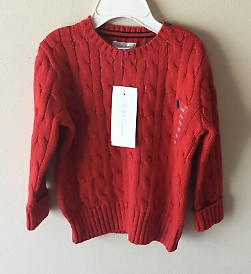 #ad Ralph Lauren Baby 24 Months Cable knit Cotton Sweater Ralph Red See Note $39.99