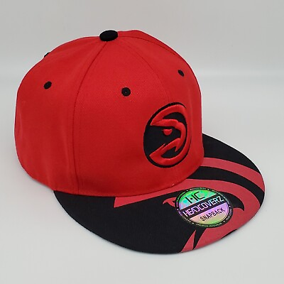 #ad Head Coverz Cap ATLANTA Logo Snapback Trucker Hat Red Black Worn w Sticker $12.00