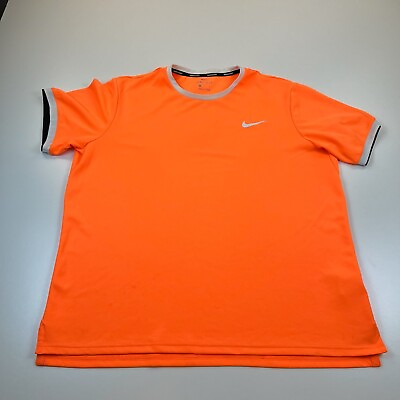 #ad Nike Court Dry Tennis Shirt Mens Extra Large XL Orange Crew Neck Lightweight $9.99