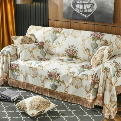 #ad #ad Luxury Sofa Couch Cover Tassels Chenille SectionalThrow Jacquard Floral Recliner $270.93
