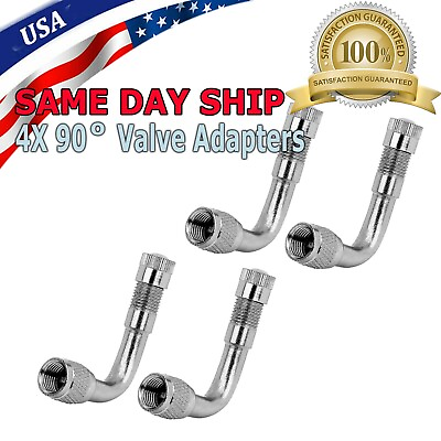 #ad 4 Packs Air Tire Valve Extension 90° Angle Adaptor Motorcycle Car Stem Extender $7.99