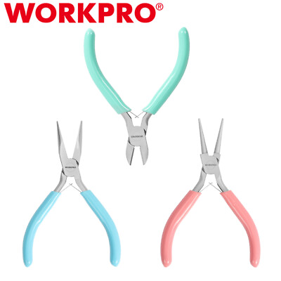 #ad WORKPRO 3 Pack Jewelry Plier Set Needle Round Nose Pliers Nose Chain Nose Pliers $15.99