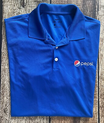 #ad NIKE DRI FIT PEPSI SHORT SLEEVE POLO SHIRT BLUE MENS LARGE GREAT CONDITION $14.99