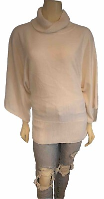 #ad Bcbg Maxazria White Cowel Neck 3 4 Sleeve Dolman Sleeves Women’s L $11.99