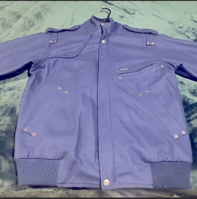 #ad Men Vintage Pelle Pelle Navy Blue Wool Jacket Size XL Great Condition No Cap $150.00
