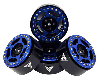 #ad NHX RC 2.2#x27;#x27; Aluminum Beadlock Crawler Wheels Rims Blue Black 4pcs set $79.95