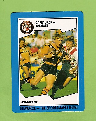 #ad 1989 STIMOROL BALMAIN TIGERS RUGBY LEAGUE CARD #19 GARRY JACK AU $6.00