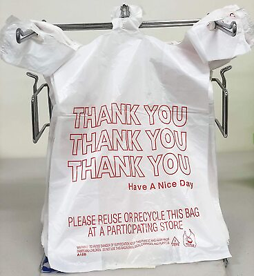 Bags 1 6 Large 21 x 6.5 x 11.5 quot;Thank Youquot; T Shirt Plastic Grocery Shopping Bags $62.99