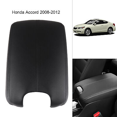 #ad Fit 2008 2012 Honda Accord Leather Center Console Lid Armrest Cover Base Black $23.25