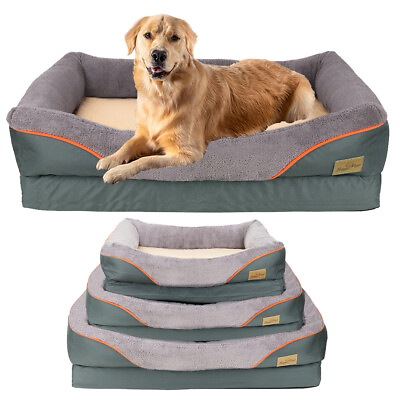 Orthopedic Dog Bed Memory Foam Calming Bolster with Waterproof Washable Cover $83.97
