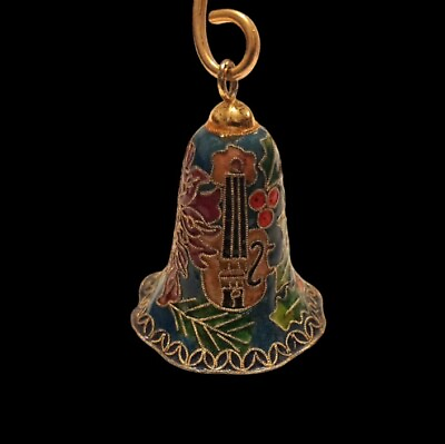 #ad Vtg 3quot; Cloisonné Enamel Candle Snuffer Cello Bell Shaped Christmas Ornament $19.00