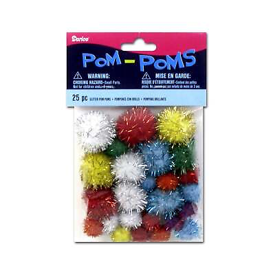 #ad Glitter Pom Poms Assorted Colors and Sizes 25 Pieces Pkg. dar118155 $5.29