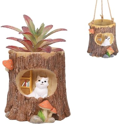 #ad Cat Hanging Planters Pot with Drainage Cute Cat Pot Gifts for Cat Lover $29.98