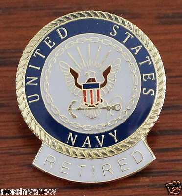 #ad U.S. Navy Retired Lapel pin Hat Pin tack Military Seal USA Service Tie Tac $3.45