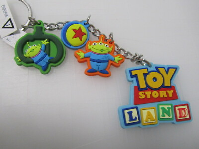 #ad Disney Toy Story Land Keychain 4 Charm Keyring Pixar Logo Ball Alien Key Chain $14.36