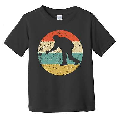 #ad Man Playing Bocce Silhouette Retro Bocce Ball Infant Toddler T Shirt $23.99