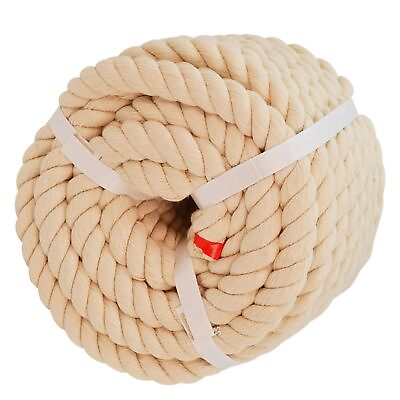 #ad Twisted Cotton Rope 3 4 In X 100 Ft Natural Rope Thick Triplestrand Rope For C $47.38