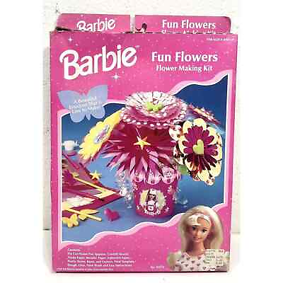 #ad Barbie Fun Flowers Flower Making Kit Craft House Sequins Hearts #50574 Sealed $19.95