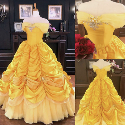 #ad Belle Off Shoulder Yellow Quinceanera Dresses Princess Prom Cosplay Party Gown $147.39