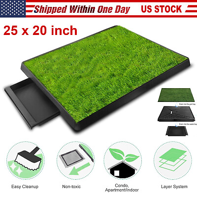 #ad 3 Layer Pet Potty Trainer Grass Mat Dog Training Pee Patch Pad Portable Toilet $45.30