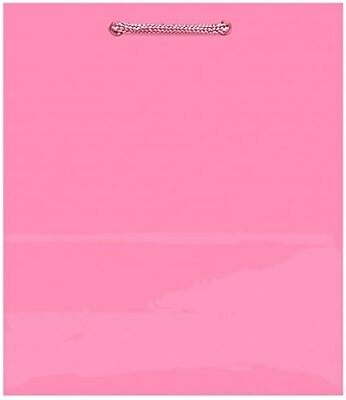 #ad Stylish Solid Glossy New Pink Medium Bag 9.25quot; x 7.75quot; x 4.5quot; 1 Pc. Vibrant Dura $15.14