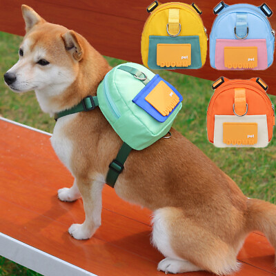 #ad Pet Backpack Dog Snack Self Backpack Outdoor Travel Pouch Adjustable Waterproof $12.91