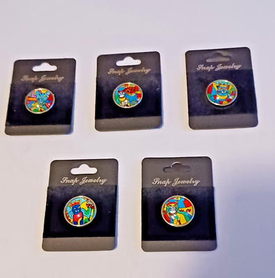 #ad 18 mm cat snap button charms royal cats Picasso style private collection 5a $3.79