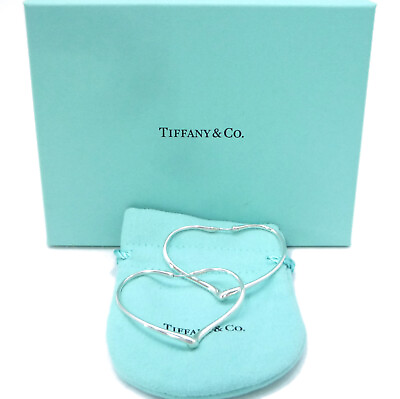 #ad Authentic Tiffany amp; Co. Open Heart Hoop Earrings Medium Sterling Silver #W606014 $393.00