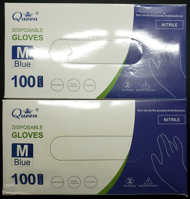 #ad 2 PK Blue Disposable Gloves Nitrile Non Sterile 100 PCS Per Box Size: Medium $29.99