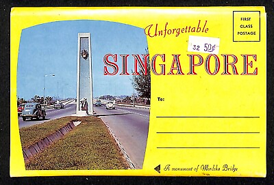 #ad Singapore Souvenir Foldout Postcard Packet Vintage c1950#x27;s 13 Views $5.99