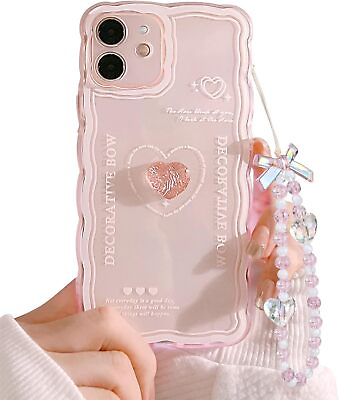 #ad Compatible for iPhone 12 Cute 3D Pink Heart Slim Clear Aesthetic Design Women Te $27.98