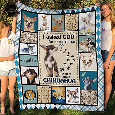 #ad cute Chihuahua Dog Blanket God Sent Me A Chihuahua Blanket mom GIFT $19.99